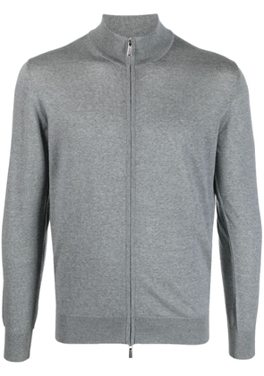Moorer slub-texture zip-up sweatshirt - Grey