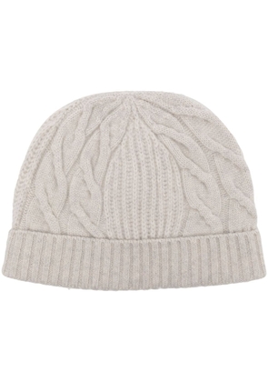 N.Peal cable-knit cashmere beanie - Grey
