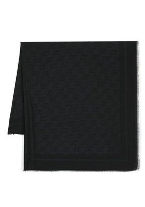 Elisabetta Franchi monogram-jacquard frayed scarf - Black