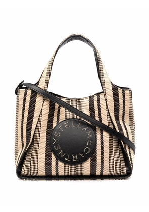 Stella McCartney Stella Logo striped woven tote bag - Neutrals