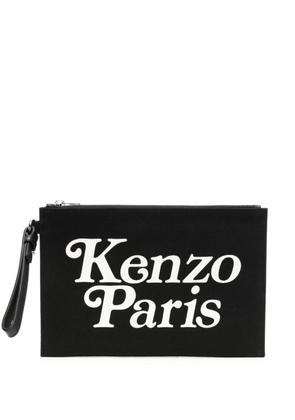 Kenzo logo-print cotton clutch bag - Blue