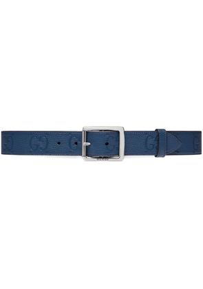 Gucci GG-debossed leather belt - Blue