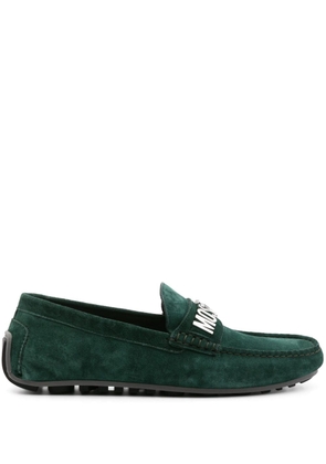 Moschino logo-plaque suede loafers - Green