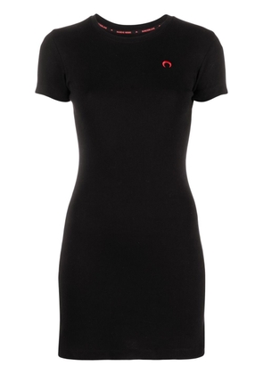 Marine Serre logo-embroidered organic cotton T-shirt dress - Black