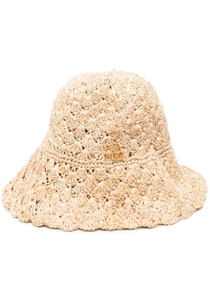 Ruslan Baginskiy logo-embellished knitted bucket hat - Neutrals
