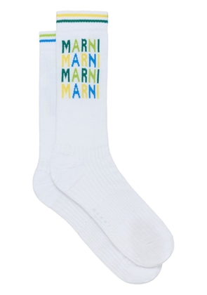 Marni logo-intarsia ankle socks - White