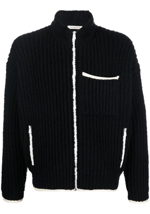 There Was One ribbed bouclé zip-up cardigan - Blue