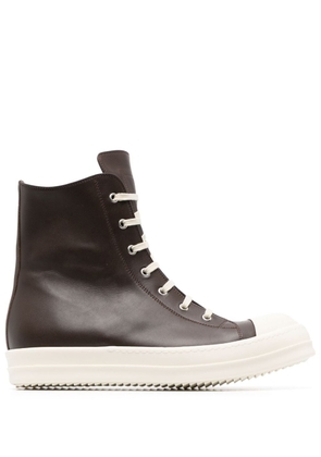 Rick Owens high-top leather sneakers - Brown