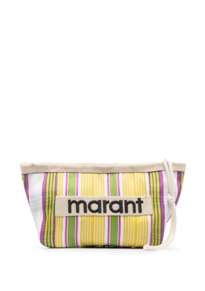 ISABEL MARANT embroidered-logo clutch bag - Yellow