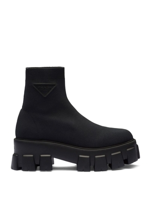 Prada Knitted Monolith Ankle Boots