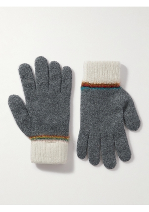 Paul Smith - Signature Stripe Intarsia Wool-Blend Gloves - Men - Gray