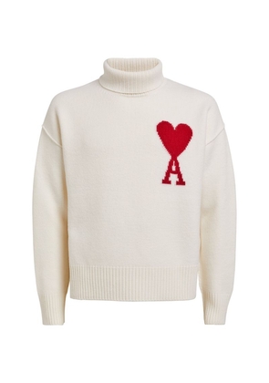 Ami Paris Wool Rollneck Logo Sweater