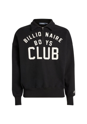 Billionaire Boys Club Cotton Logo Print Quarter-Zip Sweater