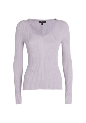 Theory Wool-Blend Ribbed V-Neck Sweater