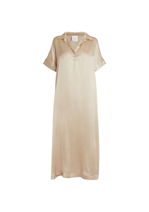 Eleventy Silk Short-Sleeve Shirt Dress