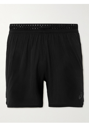 Asics - Ventilate Straight-Leg Perforated Stretch-Jersey Shorts - Men - Black - S