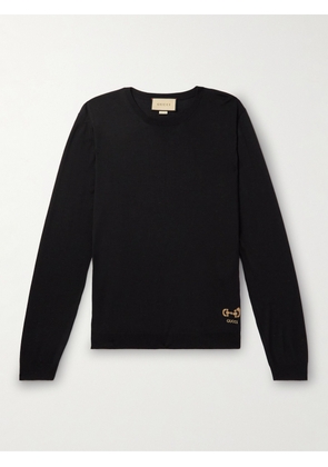 Gucci - Logo-Embroidered Wool Sweater - Men - Black - S