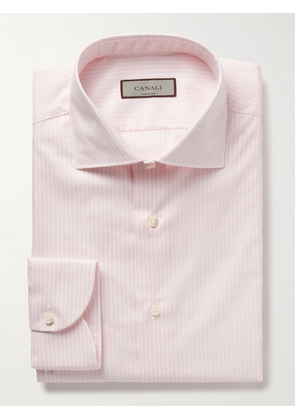 Canali - Slim-Fit Cutaway-Collar Striped Cotton-Twill Shirt - Men - Pink - EU 38