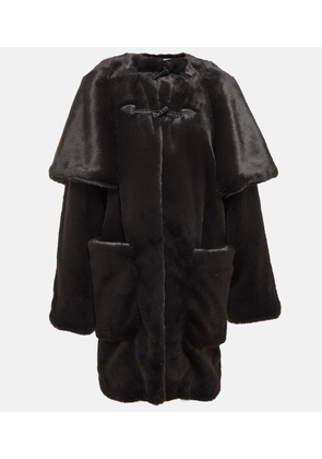 Alaïa Leather-trimmed faux fur coat
