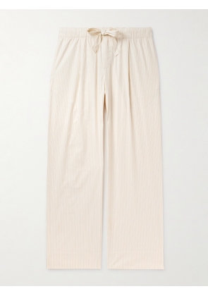 TEKLA - Birkenstock Straight-Leg Pleated Striped Organic Cotton-Poplin Pyjama Bottom - Men - Neutrals - S