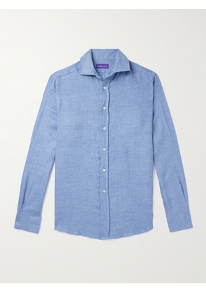Ralph Lauren Purple Label - Cutaway-Collar Brushed Linen Shirt - Men - Blue - S