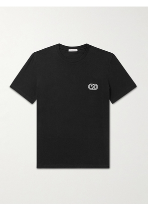 Valentino Garavani - Logo-Embroidered Cotton-Jersey T-Shirt - Men - Black - XS