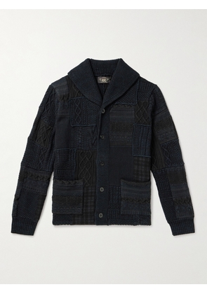 RRL - Shawl-Collar Patchwork Cotton and Wool-Blend Cardigan - Men - Black - S