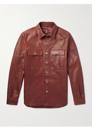 Rick Owens - Webbing-Trimmed Leather Overshirt - Men - Red - IT 46