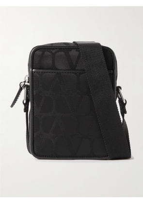 Valentino Garavani - Leather-Trimmed Logo-Jacquard Messenger Bag - Men - Black