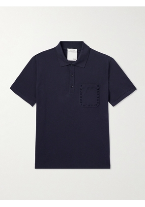Valentino Garavani - Rockstud Embellished Cotton-Piqué Polo Shirt - Men - Blue - S