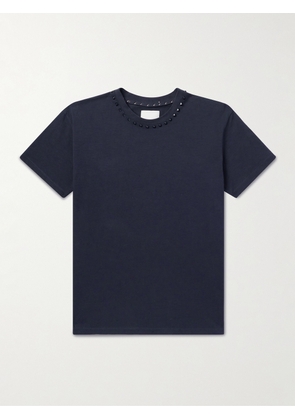 Valentino Garavani - Rockstud Embellished Cotton-Jersey T-Shirt - Men - Blue - XS