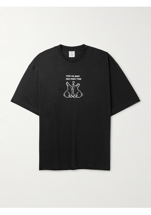 VETEMENTS - Kissing Bunnies Printed Cotton-Jersey T-Shirt - Men - Black - XS