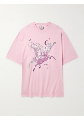 VETEMENTS - Flying Unicorn Oversized Printed Cotton-Jersey T-Shirt - Men - Pink - XS