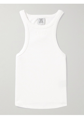VETEMENTS - Logo-Embroidered Ribbed Stretch-Cotton Tank Top - Men - White - XS