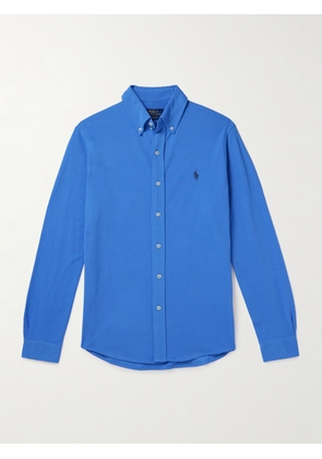 Polo Ralph Lauren - Button-Down Logo-Embroidered Cotton-Mesh Shirt - Men - Blue - XS