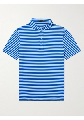 G/FORE - Striped Perforated Tech-Jersey Polo Shirt - Men - Blue - S