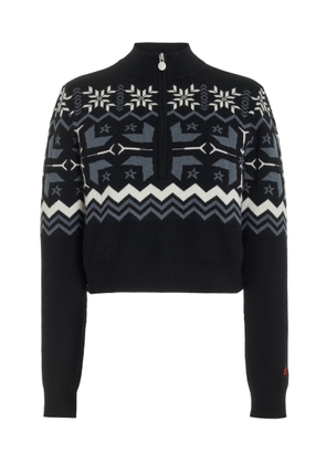 Perfect Moment - Nordic Half-Zip Wool Sweater - Black - S - Moda Operandi