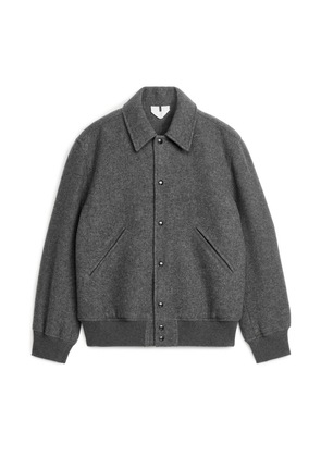Wool Varsity Jacket - Grey