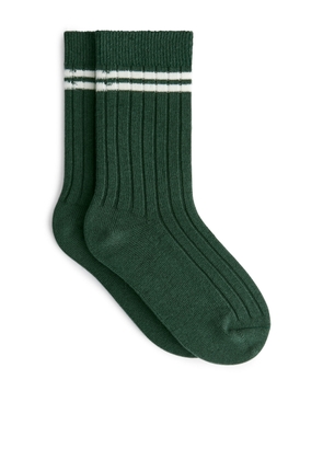 Rib Knit Socks Set of 2 - Green