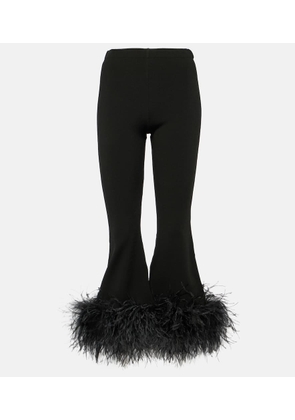 Valentino Feather-trimmed high-rise flared pants