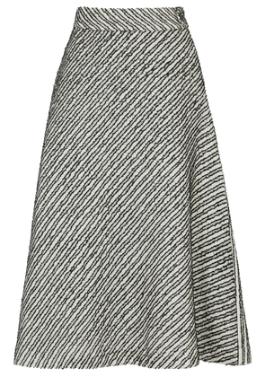 Lovebirds Striped Wool Midi Skirt - Black And White - S