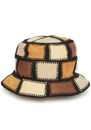 Maison Michel Paris Fredo Patchwork Suede Bucket hat - Brown