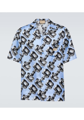 Gucci Horsebit printed silk bowling shirt