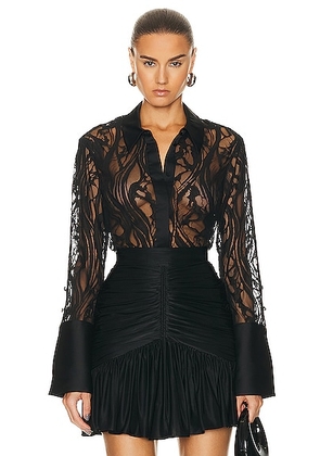SIMKHAI Candela Long Sleeve Lace Shirt in Black - Black. Size XS (also in ).