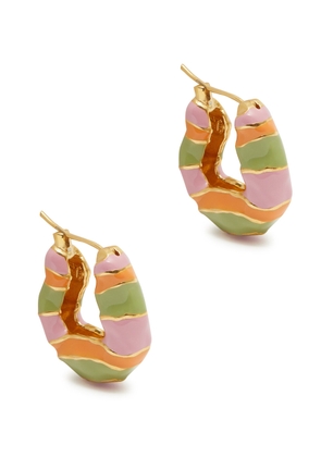 Joanna Laura Constantine Wave Striped Gold-plated Hoop Earrings - Pink - One Size