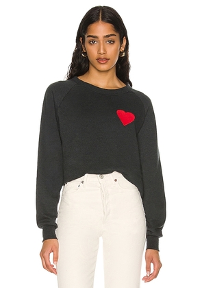 Aviator Nation Heart Embroidery Crew Sweatshirt in Charcoal. Size L.