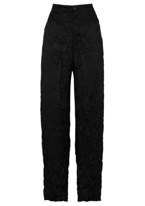 Balenciaga Crinkled-effect Satin Trousers - Black - S