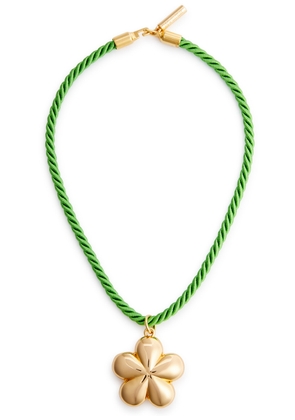 Timeless Pearly Flower Cord Necklace - Green - One Size
