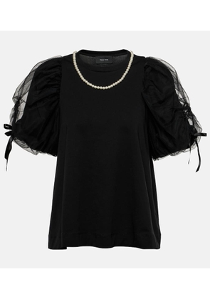 Simone Rocha Puff-sleeve jersey and tulle top