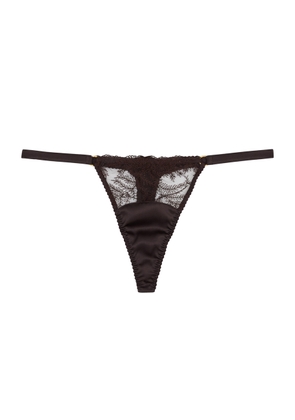 Fleur OF England Kyra Floral-embroidered Tulle Thong - Brown - S